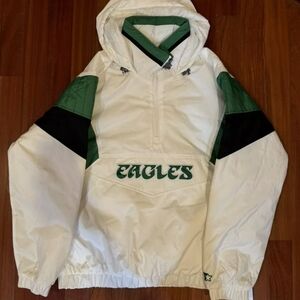 STARTER White and Green Bomber Jacket